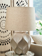 Best Furniture Outlet - Ashley Furniture - Edselham Lighting - Paper Table Lamp (1/CN) / Distressed Cream - L235974