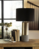 Best Furniture Outlet - Ashley Furniture - Jacek Lighting - Metal Table Lamp (Set of 2) / Gray/Brass Finish - L243164