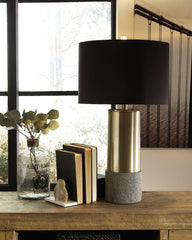 Best Furniture Outlet - Ashley Furniture - Jacek Lighting - Metal Table Lamp (Set of 2) / Gray/Brass Finish - L243164