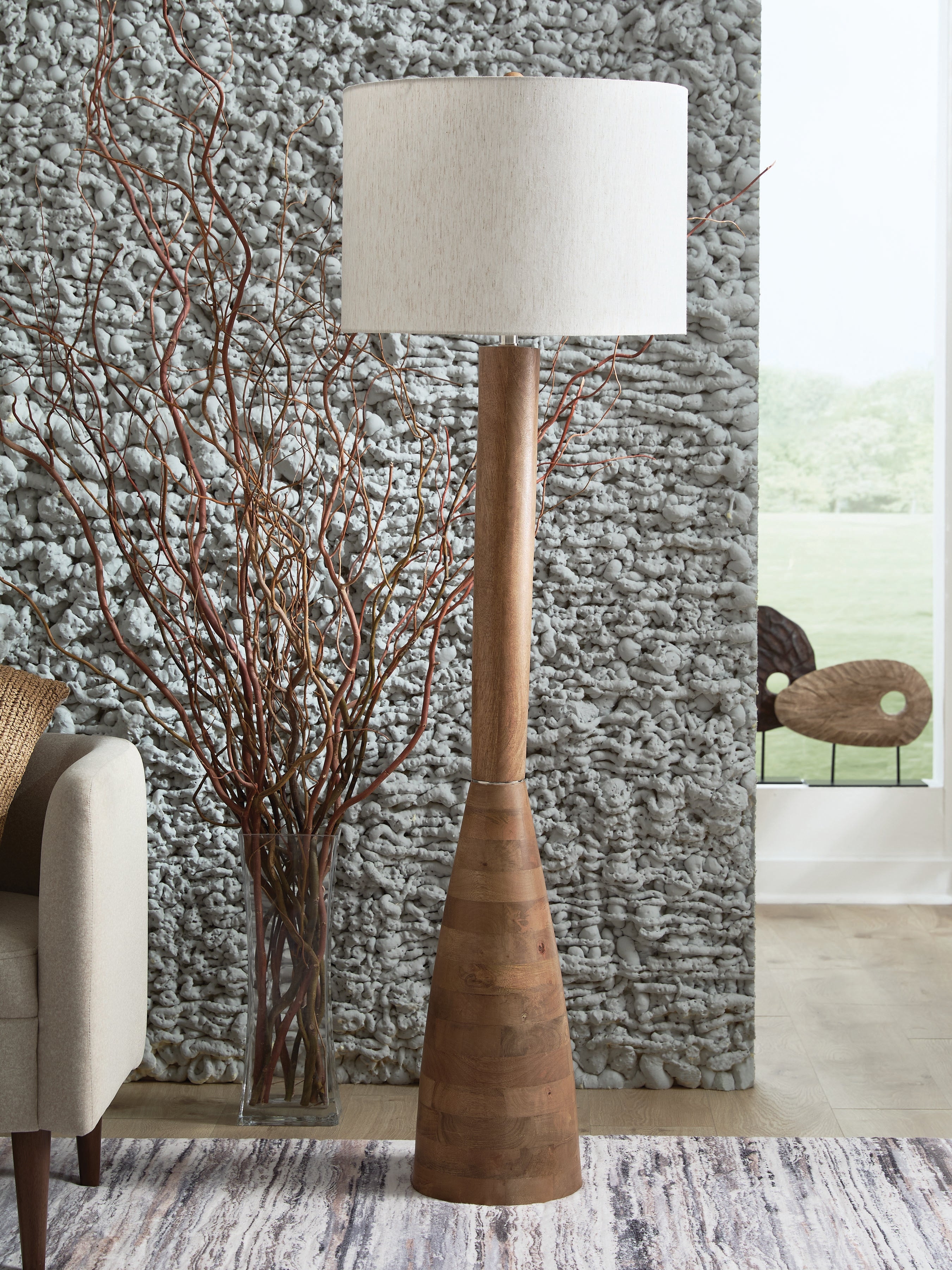 Best Furniture Outlet - Ashley Furniture - Ailsa Lighting - Wood Floor Lamp (1/CN) / Natural Brown - L329111