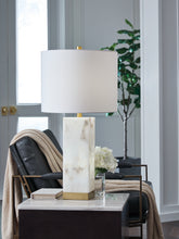 Best Furniture Outlet - Ashley Furniture - Linderfield Lighting - Alabaster Table Lamp (1/CN) / White/Gold Finish - L429094