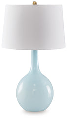 Best Furniture Outlet - Ashley Furniture - Rylanton Lighting - Glass Table Lamp (1/CN) / Aqua - L430874