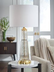 Best Furniture Outlet - Ashley Furniture - Bakersboro Lighting - Glass Table Lamp (1/CN) / Clear/Gold Finish - L430884