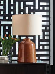 Best Furniture Outlet - Ashley Furniture - Aaleahya Lighting - Glass Table Lamp (1/CN) / Rust - L430904