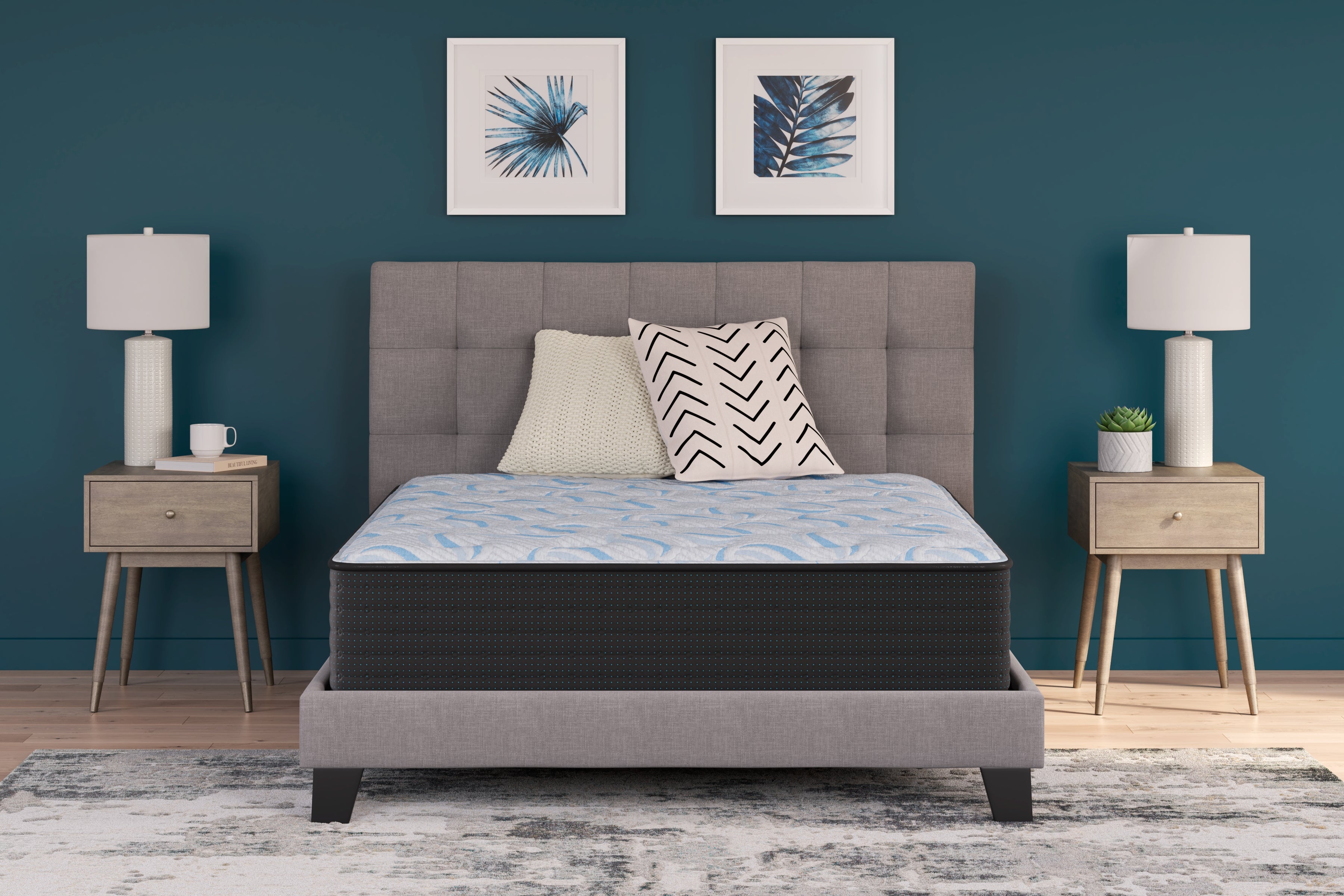 Best Furniture Outlet - Ashley Furniture - Elite Springs Firm Mattresses - Full / Gray/Blue - M40521