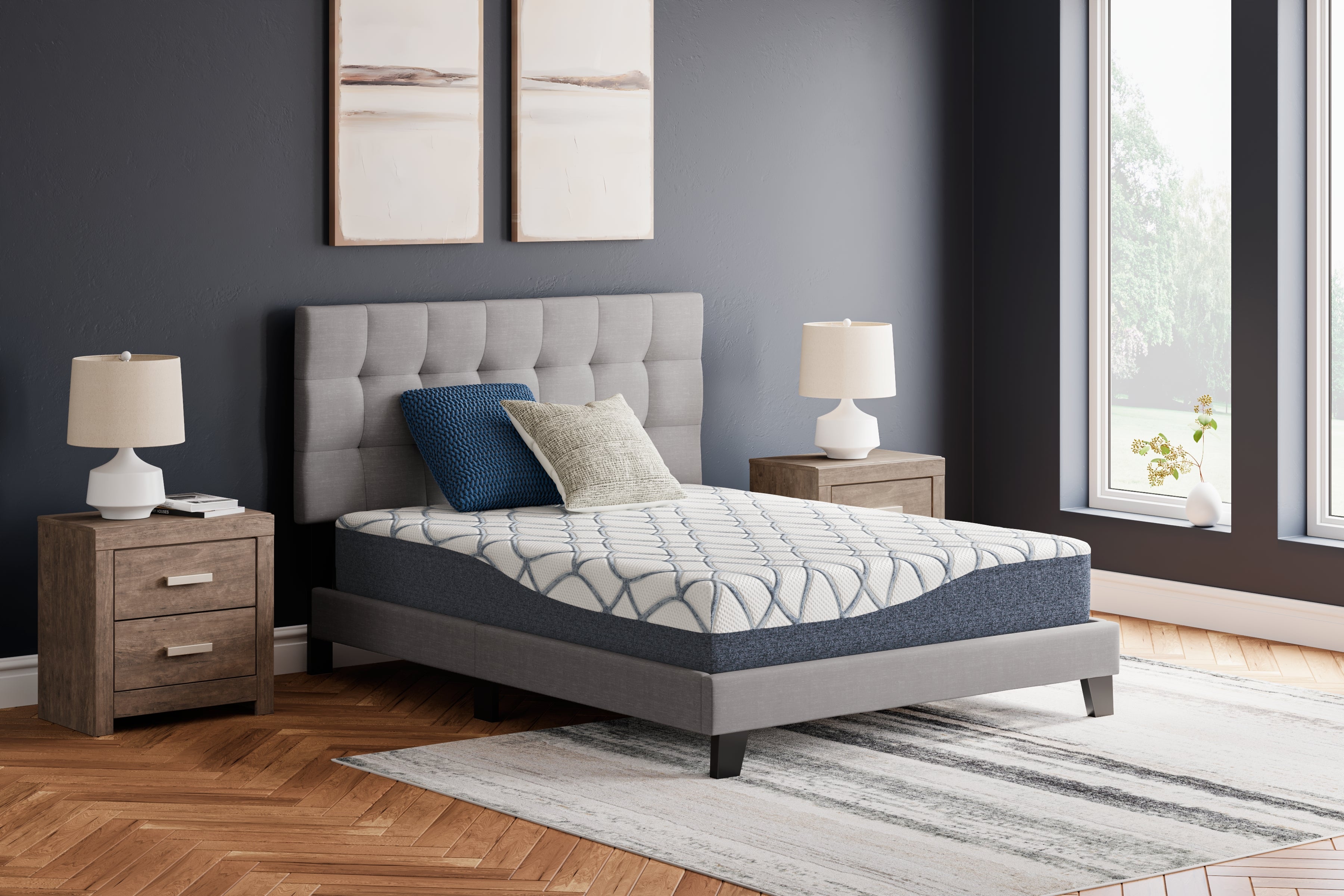 Best Furniture Outlet - Ashley Furniture - 10 Inch Chime Elite 2.0 Mattresses - Queen / White/Blue - M42531