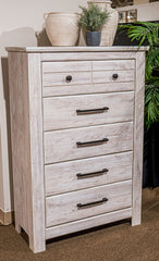 Best Furniture Outlet - Ashley Furniture - Makidern Bedroom - Five Drawer Chest / Whitewash - PCB1171-46
