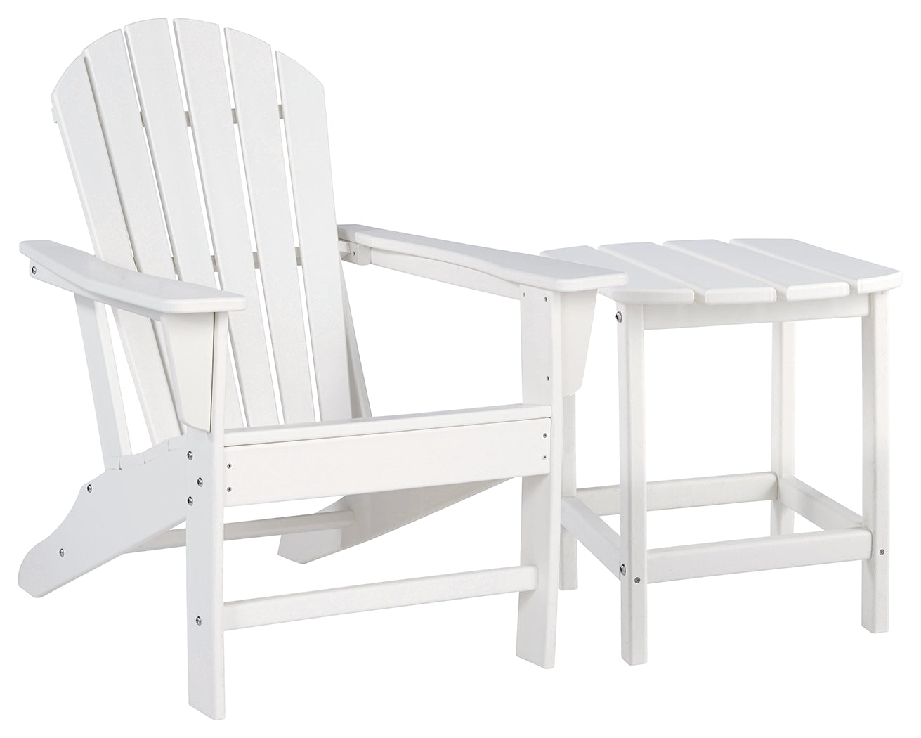 Best Furniture Outlet - Ashley Furniture - Sundown Treasure Outdoor - Adirondack Chair with End Table / White - P011P1