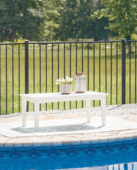 Best Furniture Outlet - Ashley Furniture - Hyland wave Outdoor - Rectangular Cocktail Table / White - P111-701