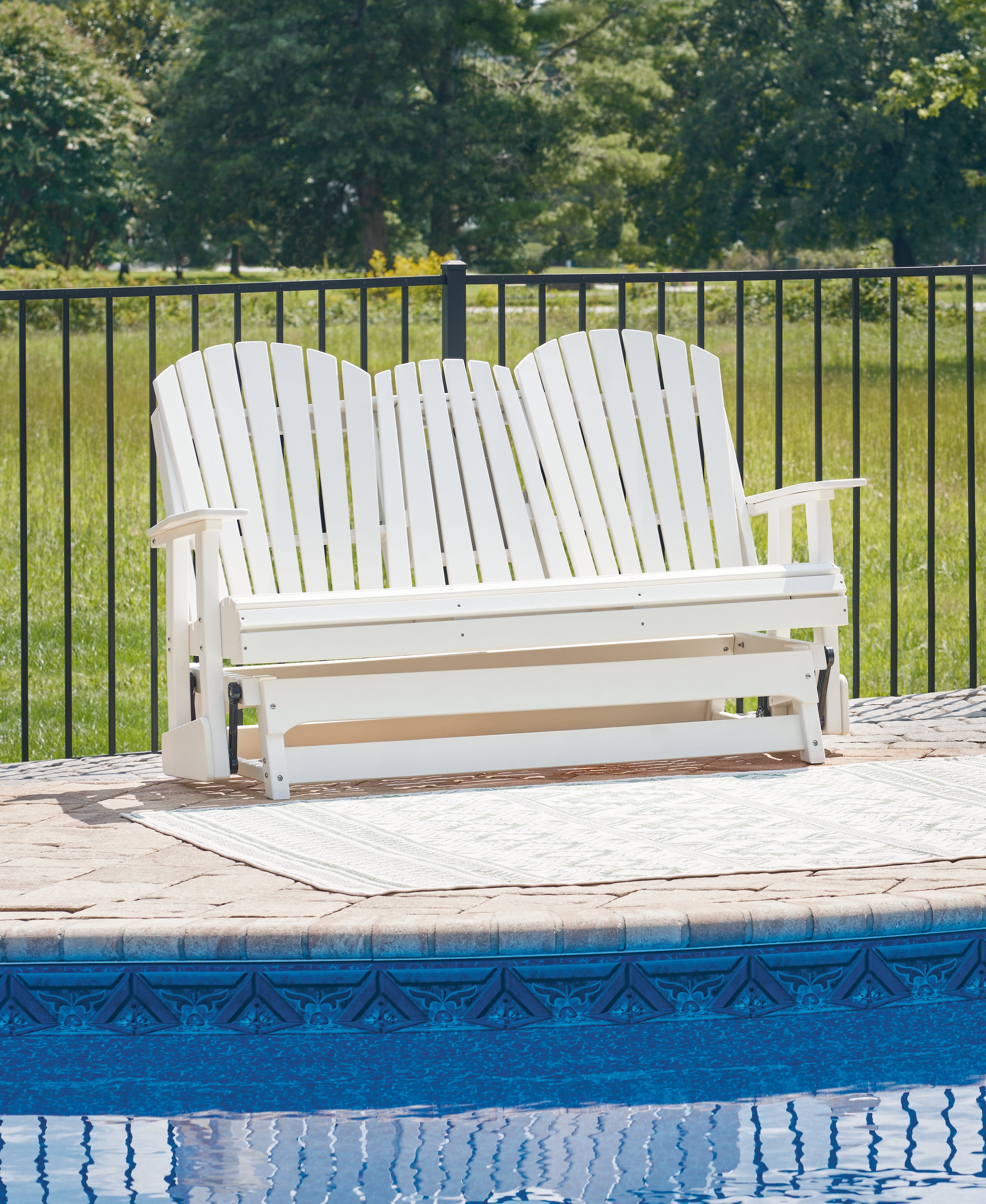 Best Furniture Outlet - Ashley Furniture - Hyland wave Outdoor - Glider Loveseat / White - P111-835