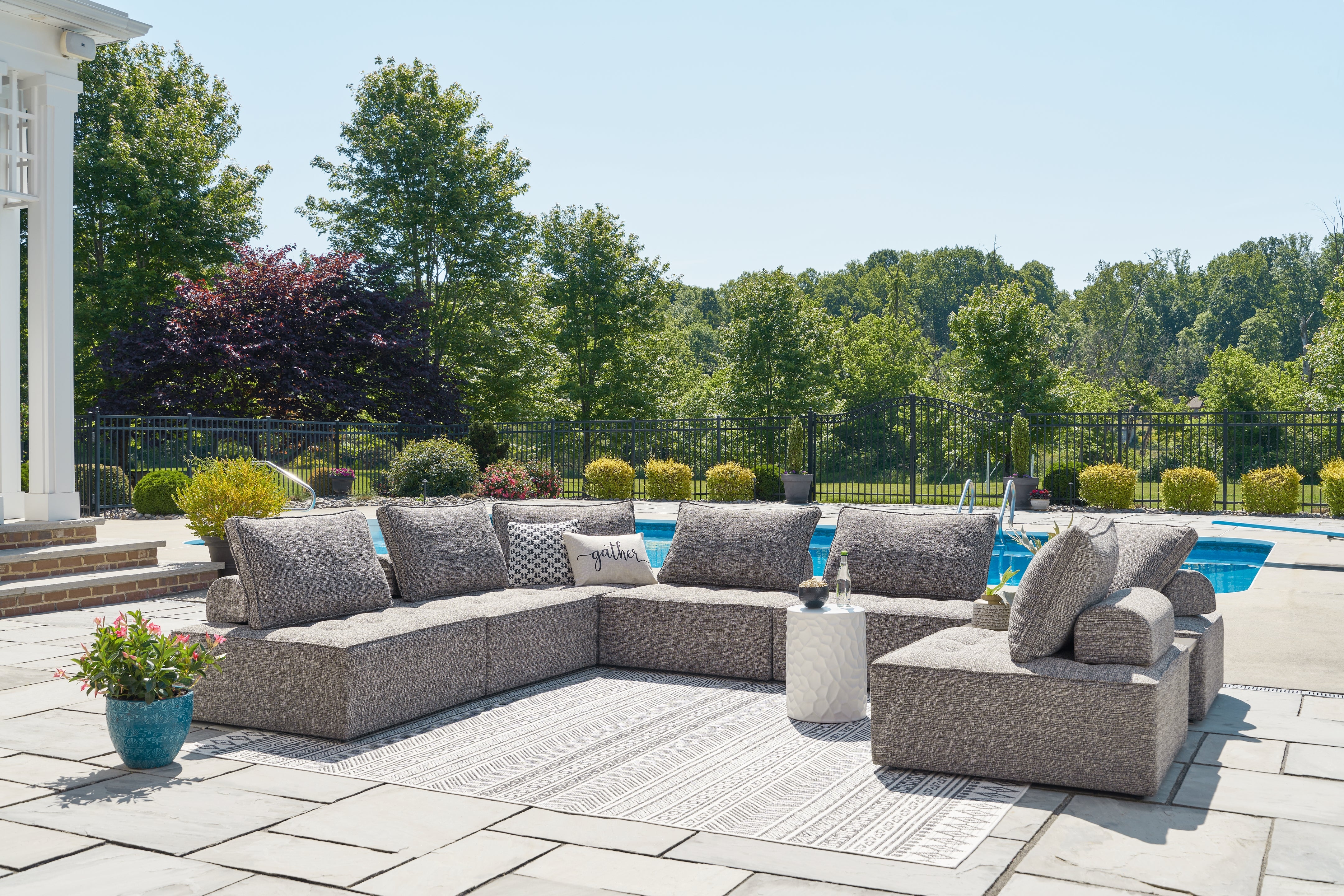 Best Furniture Outlet - Ashley Furniture - Bree Zee Outdoor - 8-Piece Outdoor Sectional / Brown - P160P6