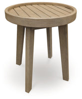 Best Furniture Outlet - Ashley Furniture - Marina Sun Outdoor - Round End Table / Beige - PCP204-706