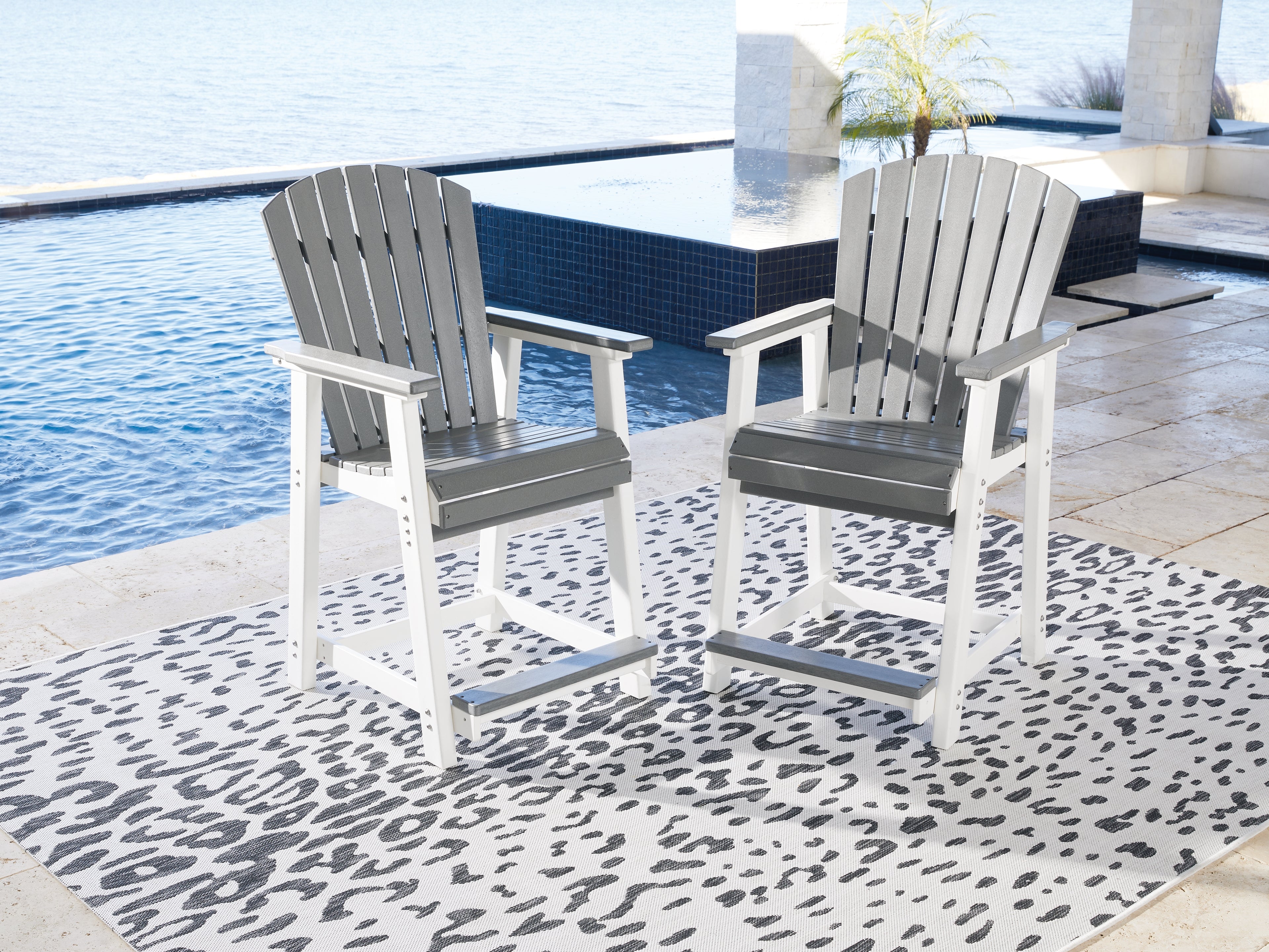 Best Furniture Outlet - Ashley Furniture - Transville Outdoor - Barstool (Set of 2) / Gray/White - P210-124