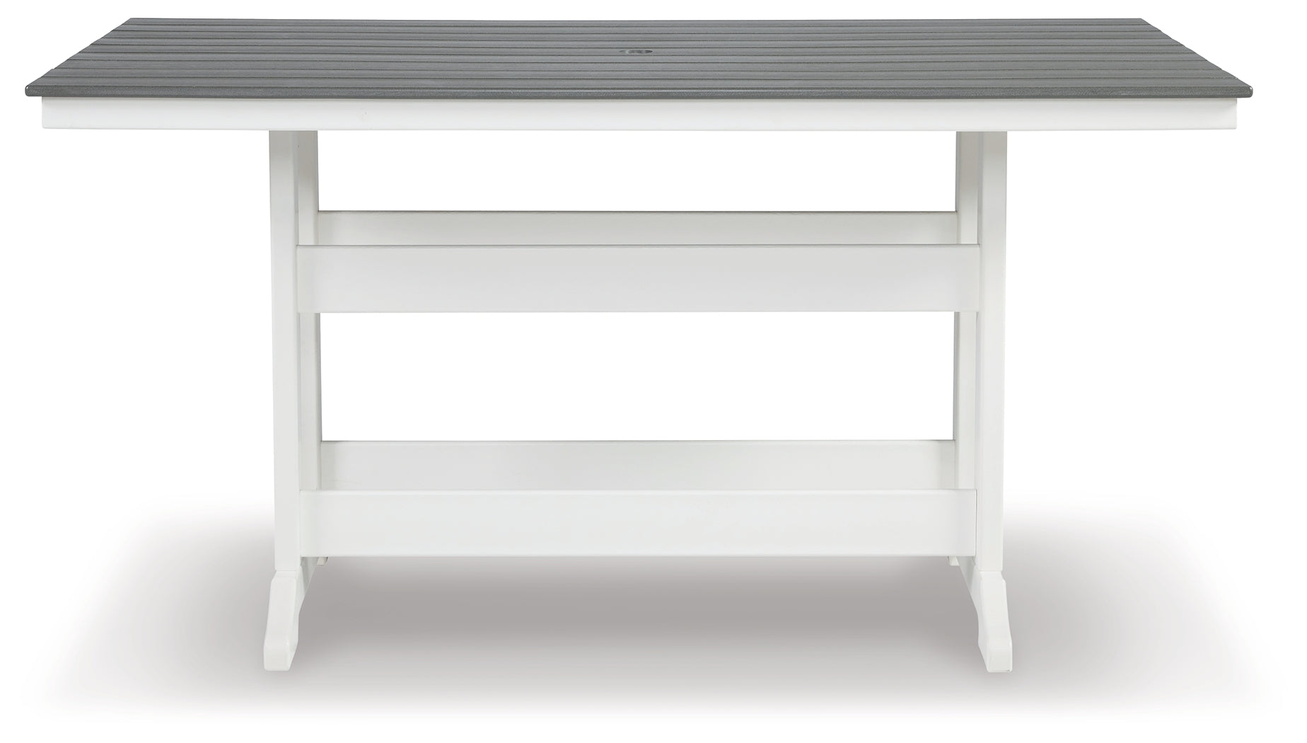 Best Furniture Outlet - Ashley Furniture - Transville Outdoor - RECT COUNTER TABLE W/UMB OPT / Gray/White - P210-642
