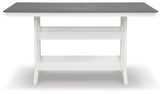Best Furniture Outlet - Ashley Furniture - Transville Outdoor - RECT COUNTER TABLE W/UMB OPT / Gray/White - P210-642