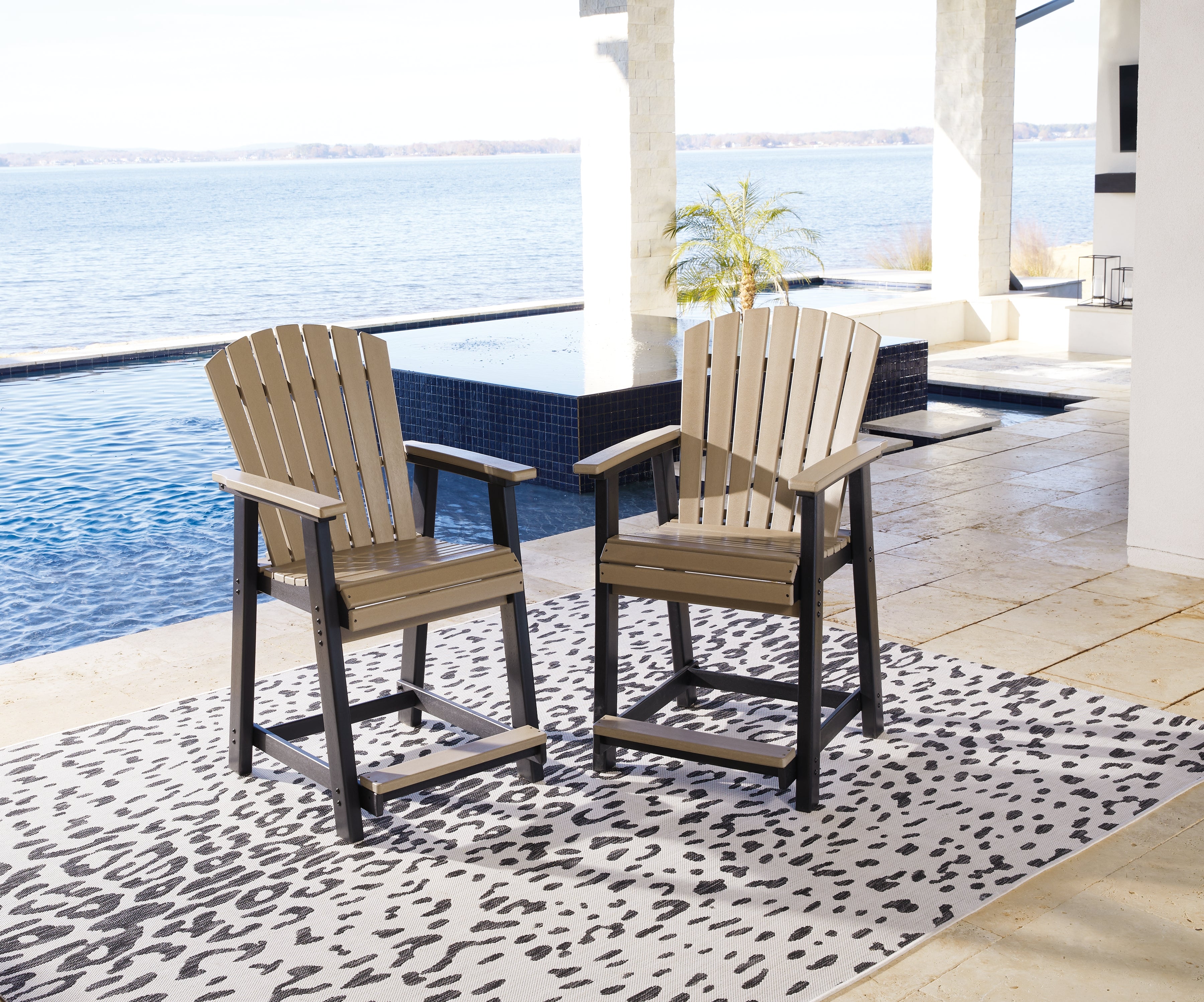 Best Furniture Outlet - Ashley Furniture - Fairen Trail Outdoor - Barstool (Set of 2) / Black/Driftwood - P211-124