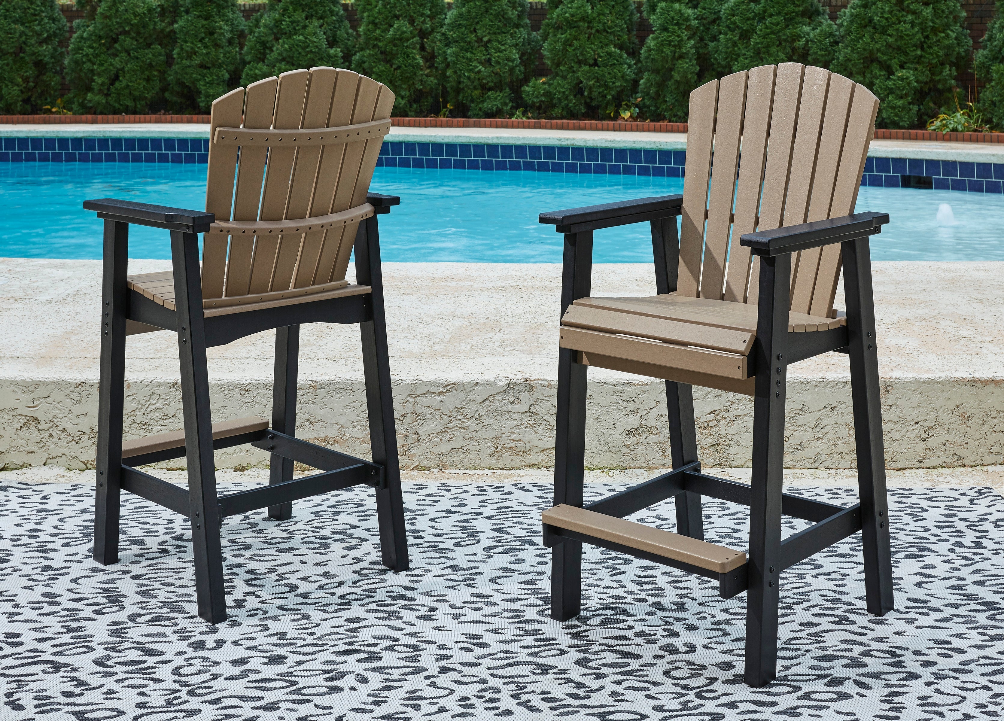 Best Furniture Outlet - Ashley Furniture - Fairen Trail Outdoor - Barstool (Set of 2) / Black/Driftwood - P211-124