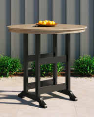Best Furniture Outlet - Ashley Furniture - Fairen Trail Outdoor - Round Bar Table w/UMB OPT / Black/Driftwood - P211-613