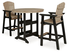 Best Furniture Outlet - Ashley Furniture - Fairen Trail Outdoor - Outdoor Counter Height Dining Table with 2 Barstools / Black/Driftwood - P211B2