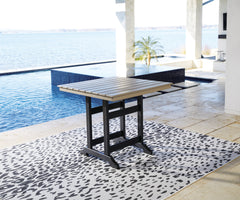 Best Furniture Outlet - Ashley Furniture - Fairen Trail Outdoor - Square Counter TBL w/UMB OPT / Black/Driftwood - P211-632