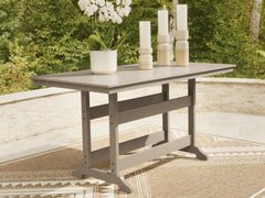 Best Furniture Outlet - Ashley Furniture - Seacliff Beach Outdoor - RECT COUNTER TABLE W/UMB OPT / Medium Brown - PCP228-642