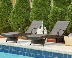 Best Furniture Outlet - Ashley Furniture - Kantana Outdoor - Chaise Lounge (Set of 2) / Brown - P283-815