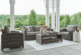 Best Furniture Outlet - Ashley Furniture - Oasis Court Outdoor - Sofa/Chairs/Table Set (4/CN) / Gray - P335-081