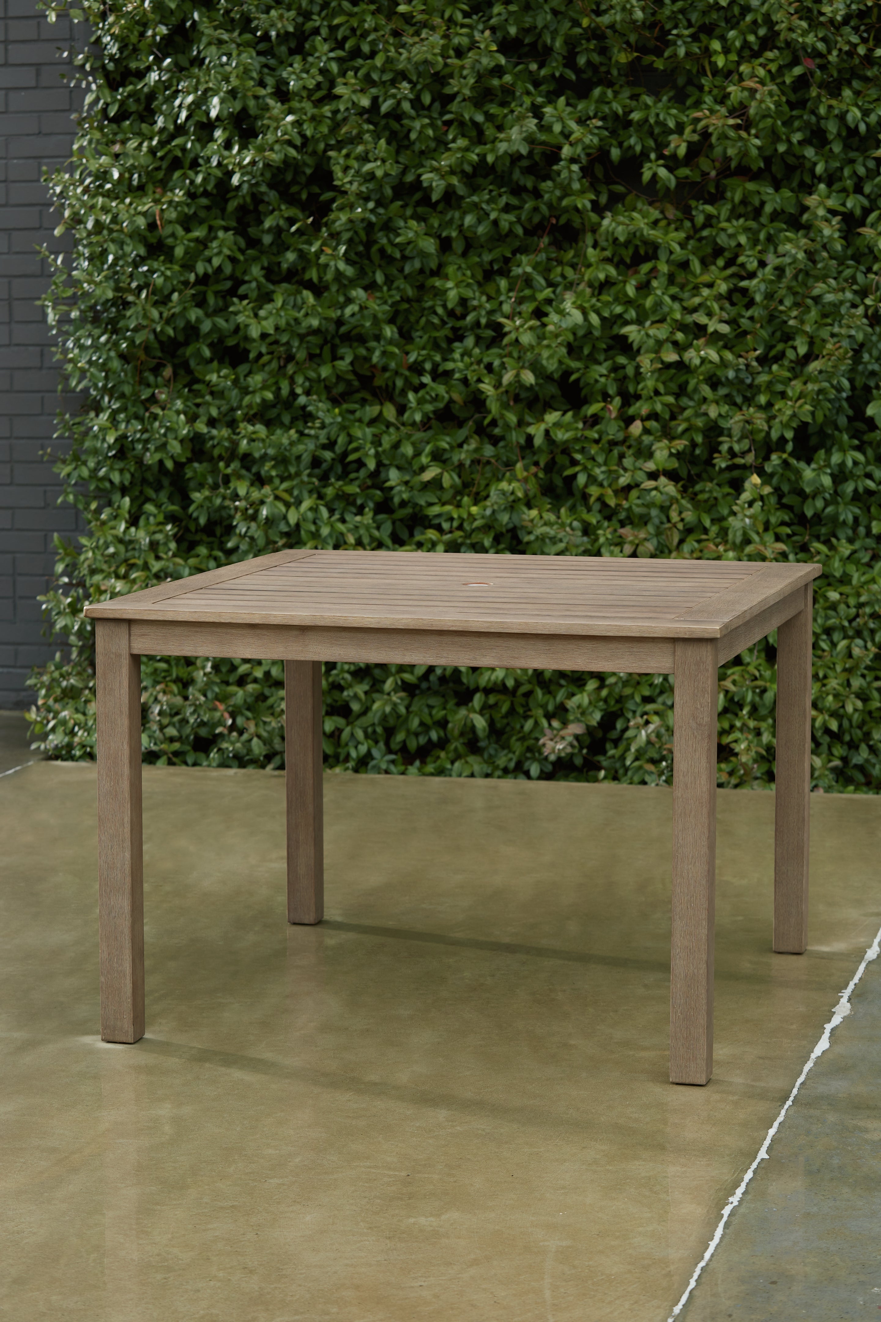 Best Furniture Outlet - Ashley Furniture - Aria Plains Outdoor - Square Dining Table w/UMB OPT / Brown - P359-615