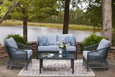 Best Furniture Outlet - Ashley Furniture - Bridges Beach Outdoor - Love/Chairs/Table Set (4/CN) / Gray - PCP391-080