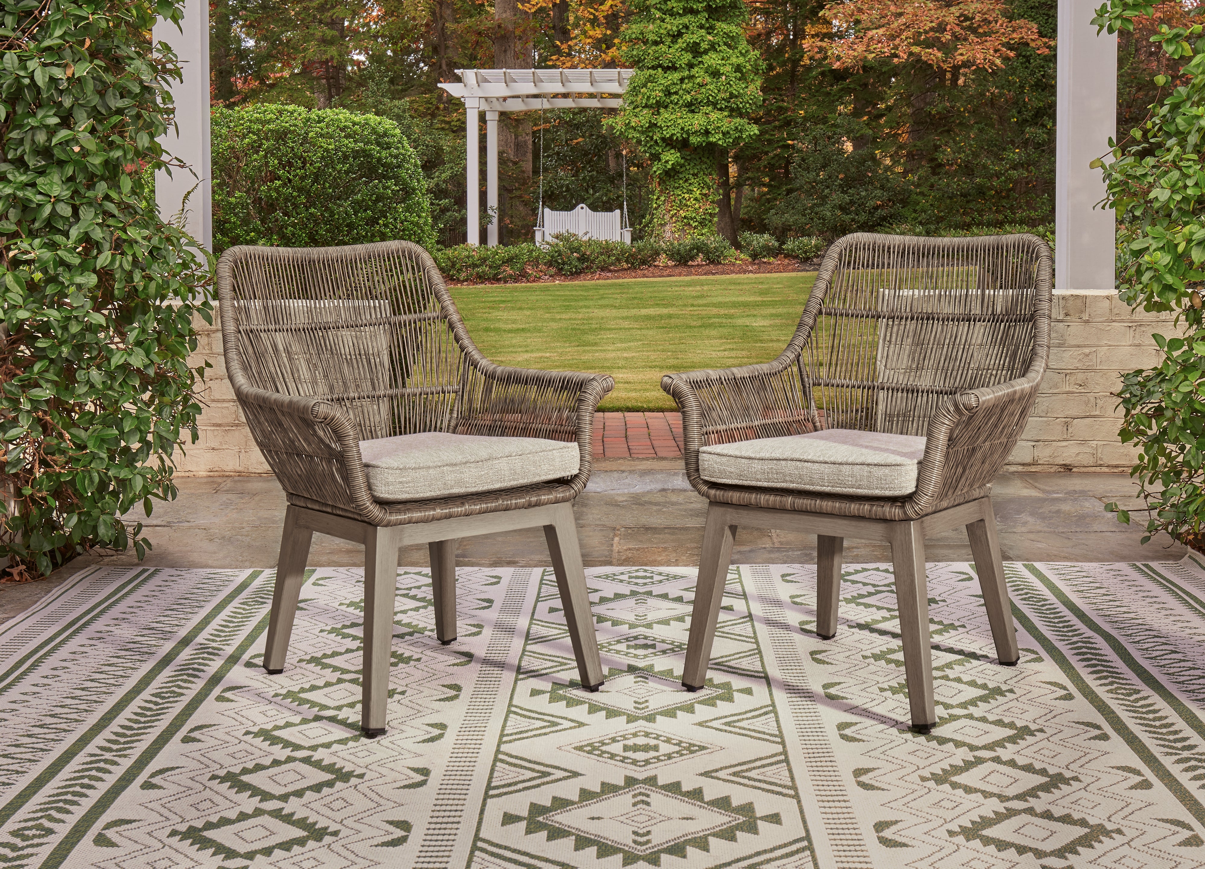 Best Furniture Outlet - Ashley Furniture - Beach Front Outdoor - Arm Chair With Cushion (Set of 2) / Beige - P399-601A