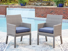 Best Furniture Outlet - Ashley Furniture - Half Moon Beach Outdoor - Arm Chair With Cushion (Set of 2) / Blue/Gray - PCP418-601A