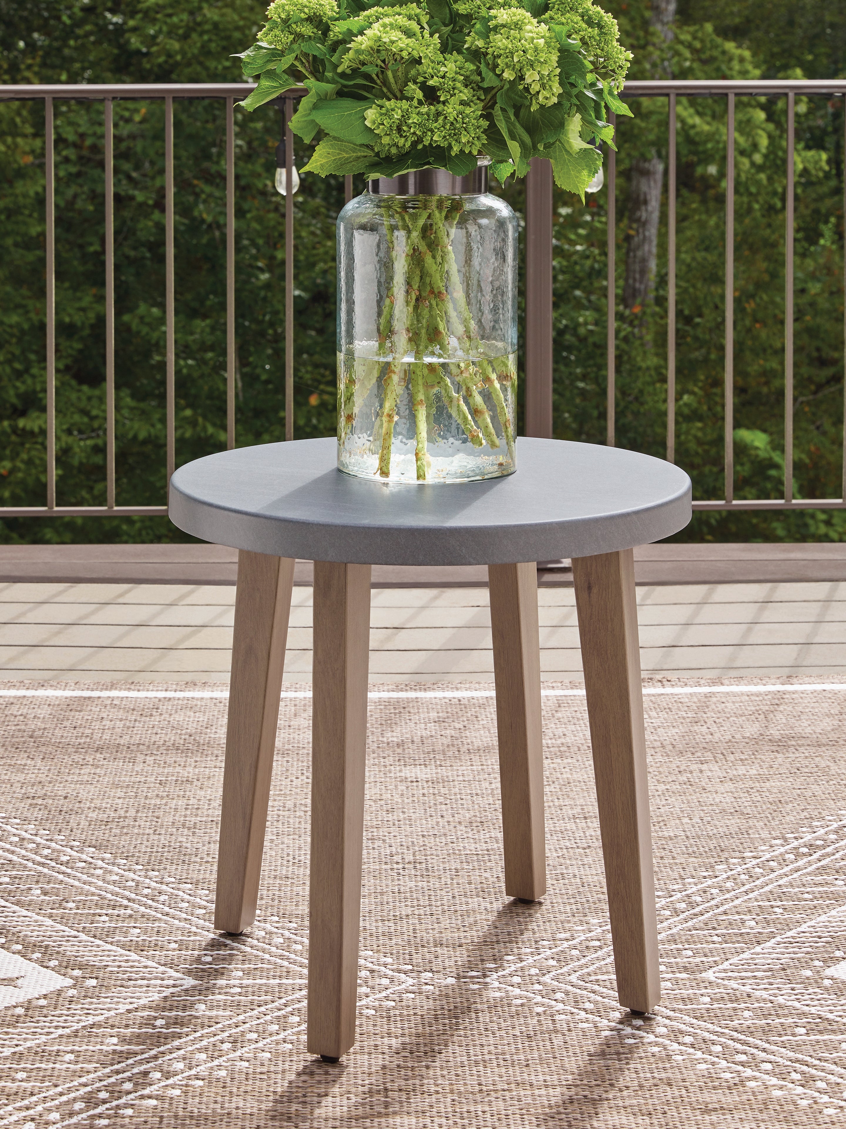 Best Furniture Outlet - Ashley Furniture - Harmony Headlands Outdoor - Round End Table / Natural/Gray - PCP428-706