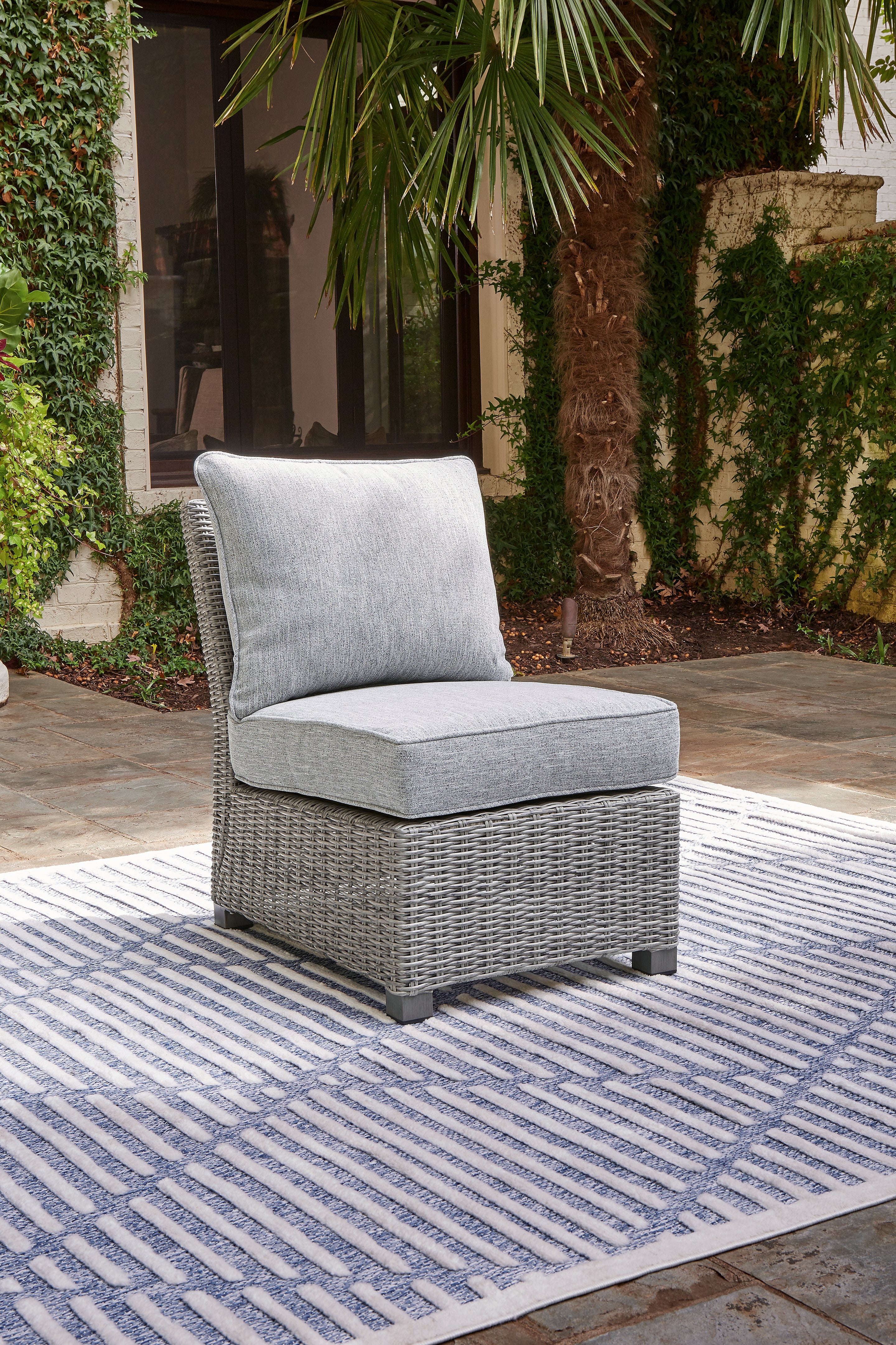 Best Furniture Outlet - Ashley Furniture - Naples Beach Outdoor - Armless Chair w/Cushion (1/CN) / Light Gray - P439-846