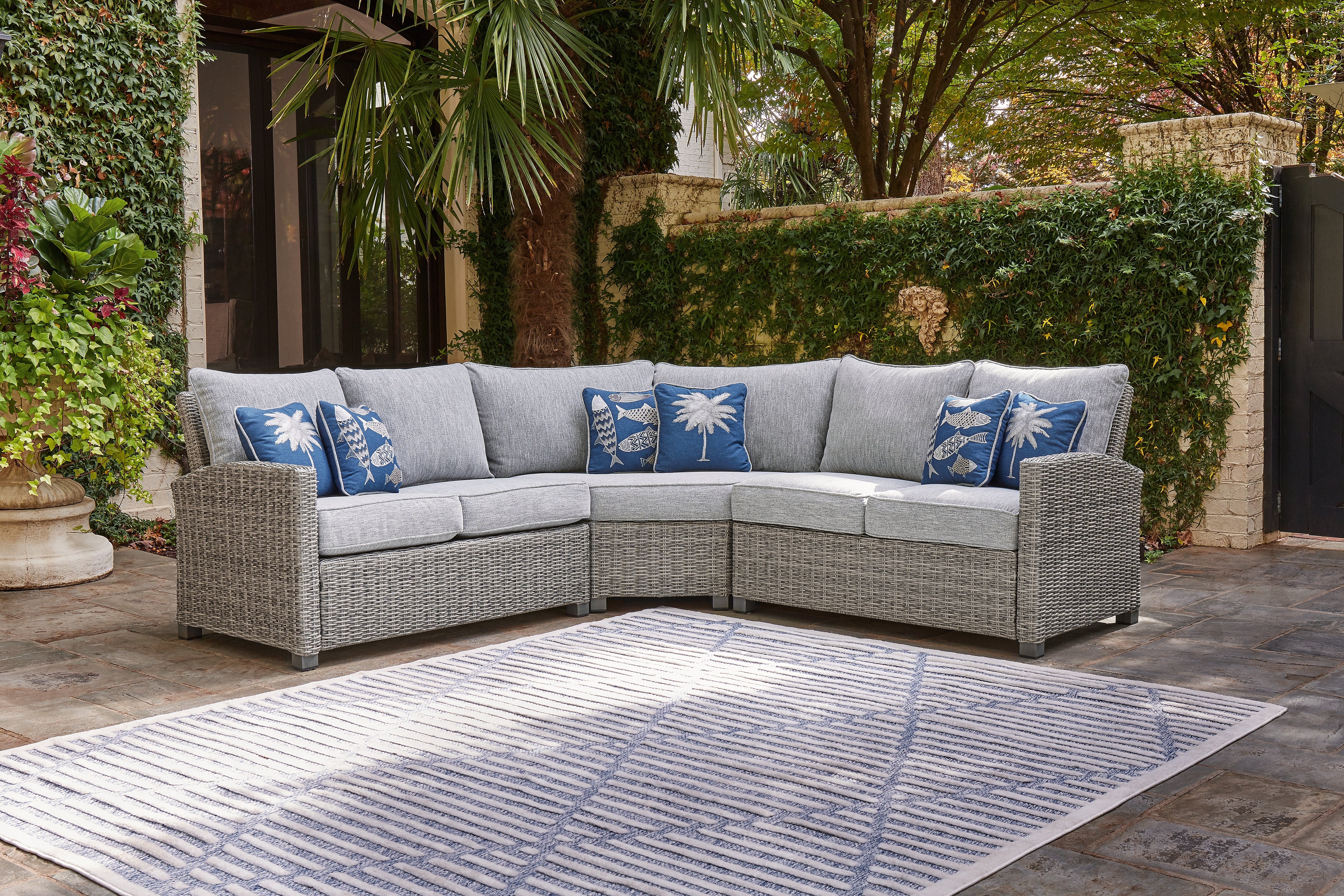 Best Furniture Outlet - Ashley Furniture - Naples Beach Outdoor - RECT Multi-Use Table / Light Gray - P439-625