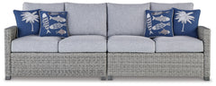 Best Furniture Outlet - Ashley Furniture - Naples Beach Outdoor - RAF/LAF Loveseat w/CUSH (Set of 2) / Light Gray - P439-854