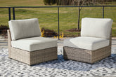 Best Furniture Outlet - Ashley Furniture - Calworth Outdoor - Armless Chair w/Cushion (Set of 2) / Beige - P458-846