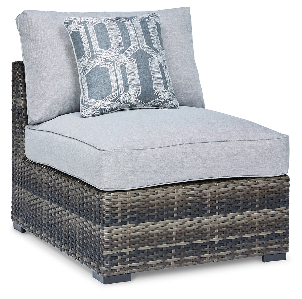 Best Furniture Outlet - Ashley Furniture - Harbor Court Outdoor - Armless Chair w/Cushion (Set of 2) / Gray - P459-846