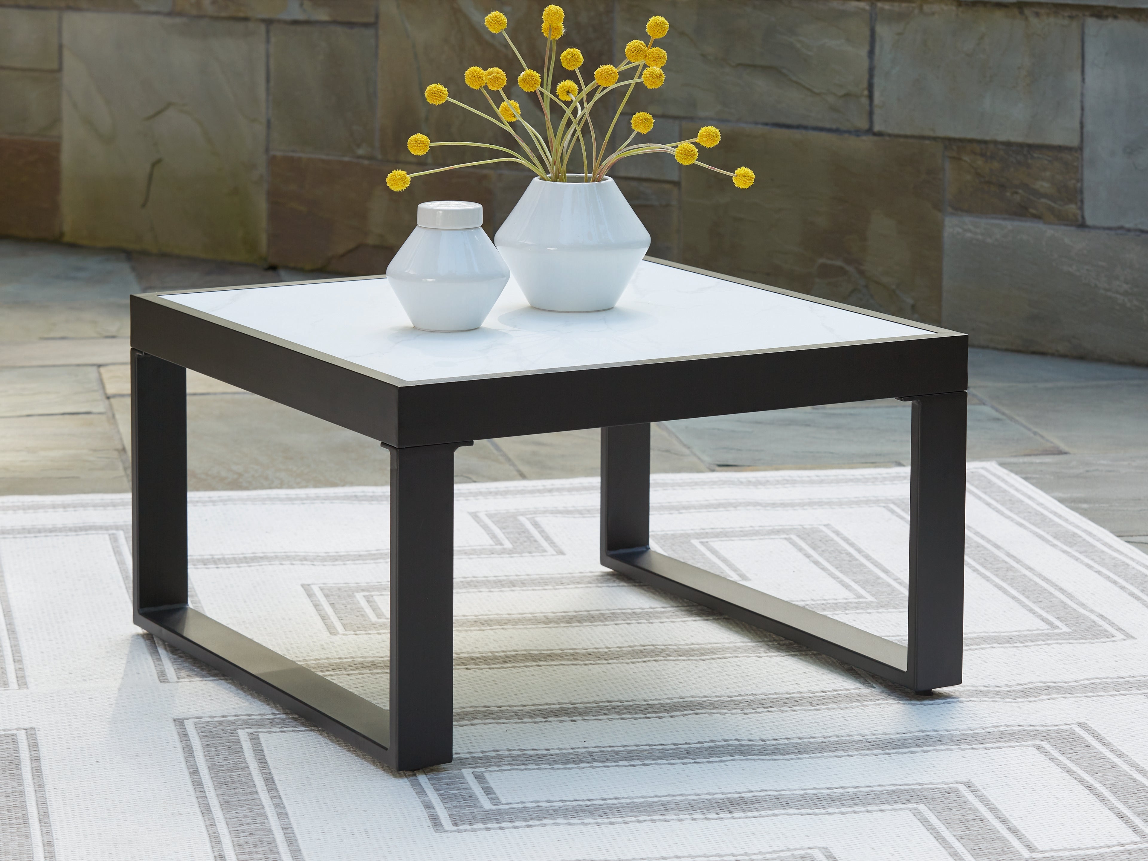 Best Furniture Outlet - Ashley Furniture - Beachloft Outdoor - Square Cocktail Table / Black/Gray - P490-708