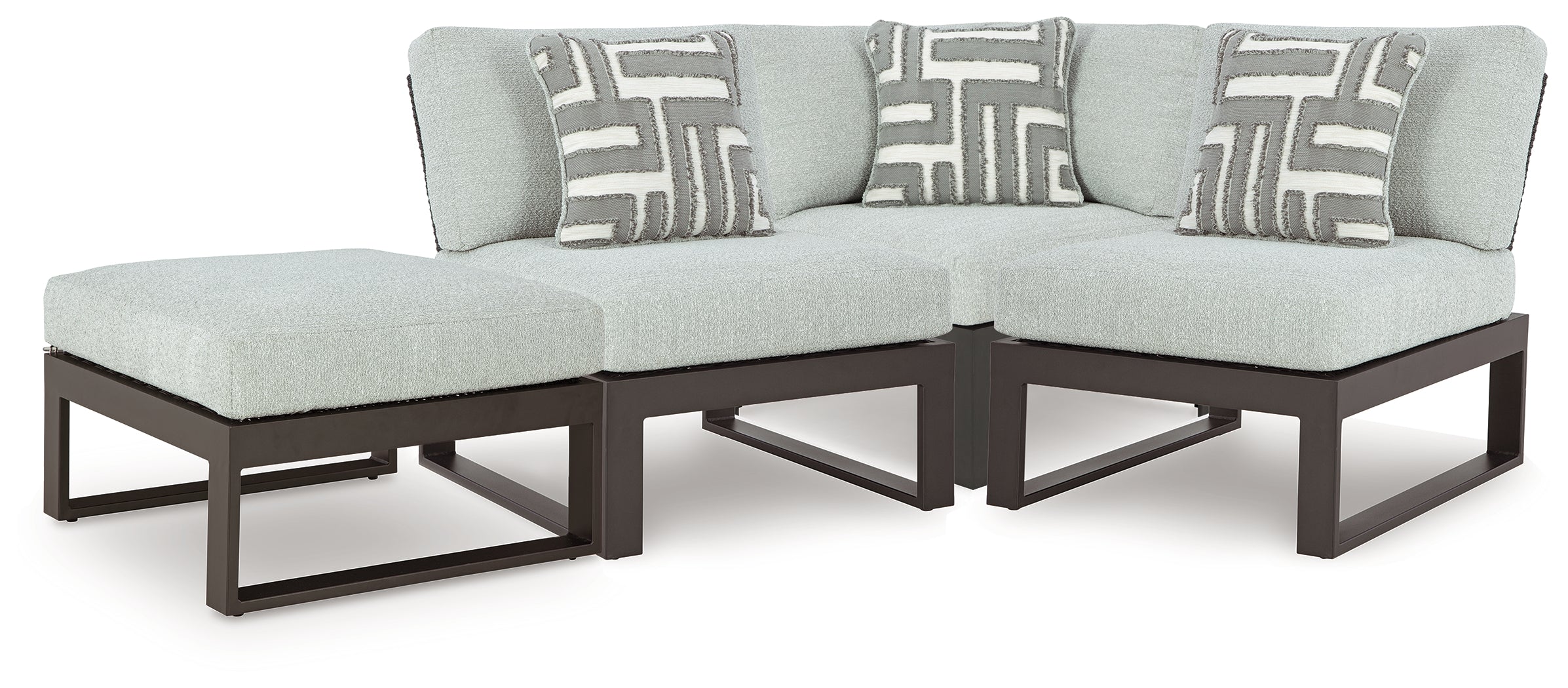 Best Furniture Outlet - Ashley Furniture - Beachloft Outdoor - 4-Piece Outdoor Sectional / Black/Gray - P490P7