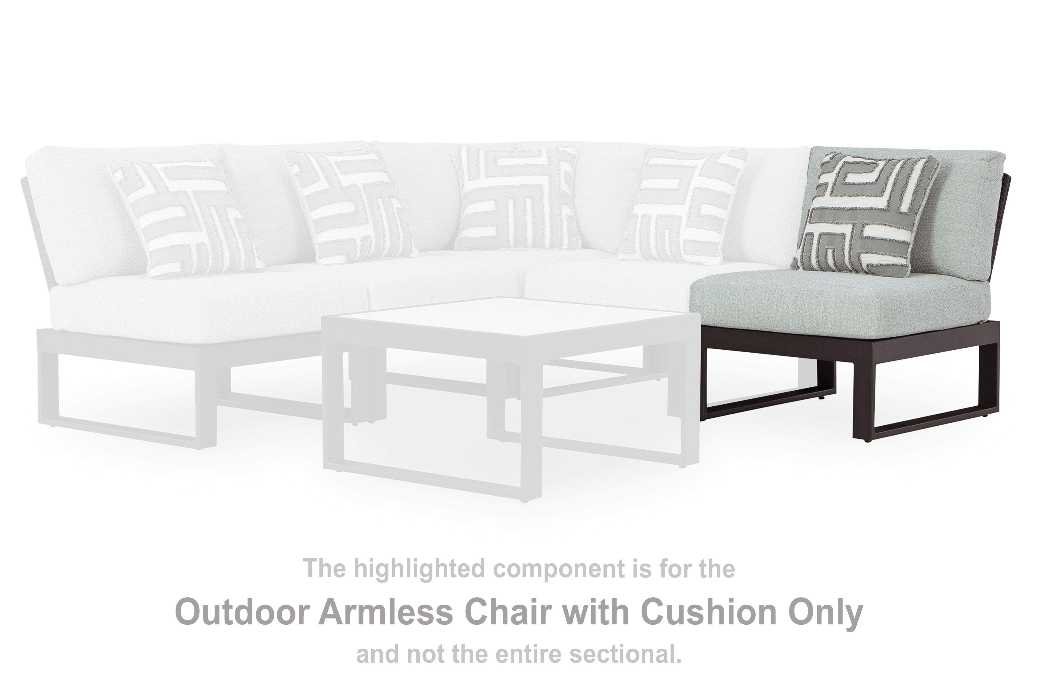 Best Furniture Outlet - Ashley Furniture - Beachloft Outdoor - Armless Chair w/Cushion / Black/Gray - P490-846