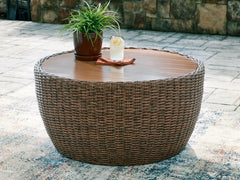Best Furniture Outlet - Ashley Furniture - Double Point Outdoor - Round Cocktail Table / Beige - PCP503-708