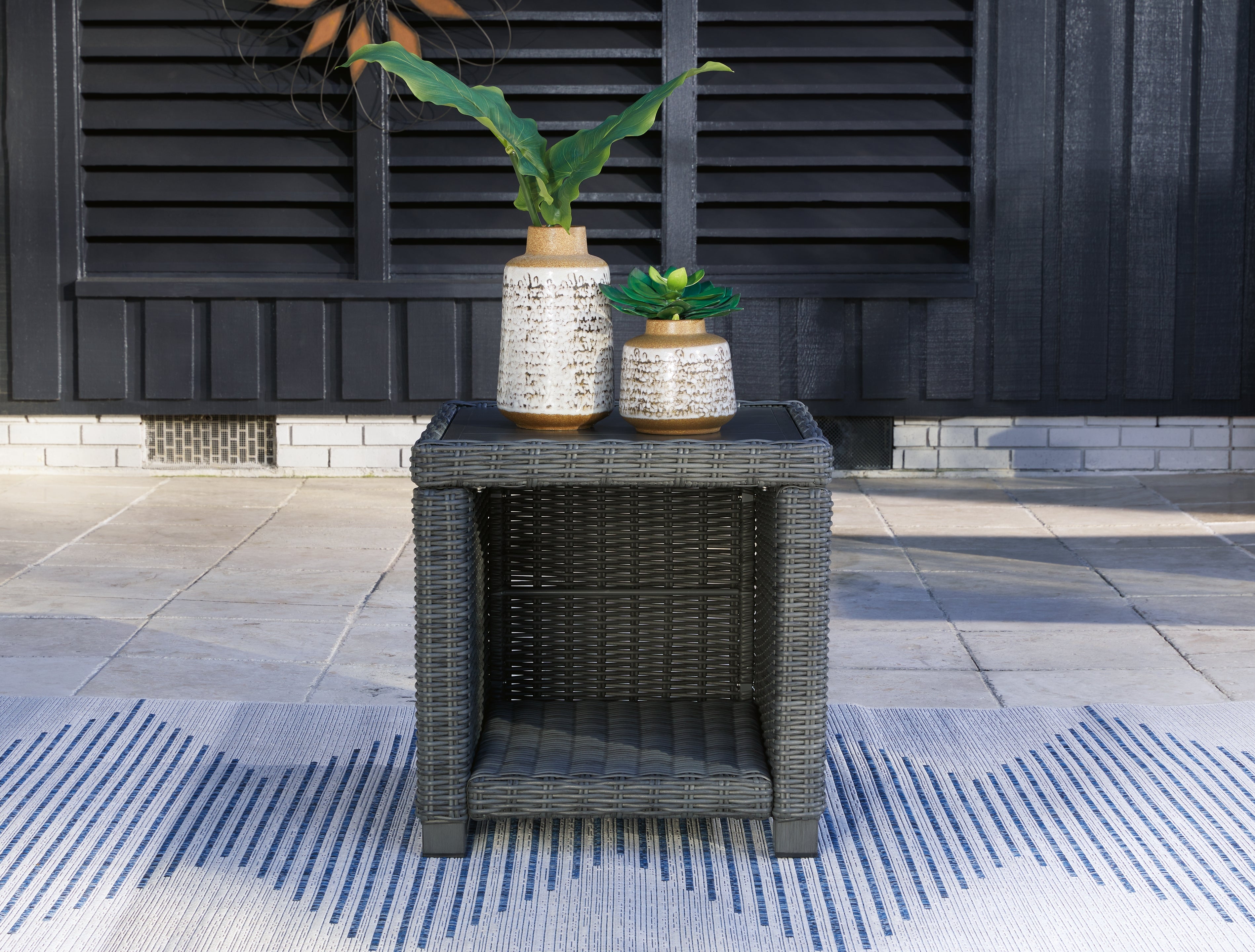 Best Furniture Outlet - Ashley Furniture - Elite Park Outdoor - Square End Table / Gray - P518-702