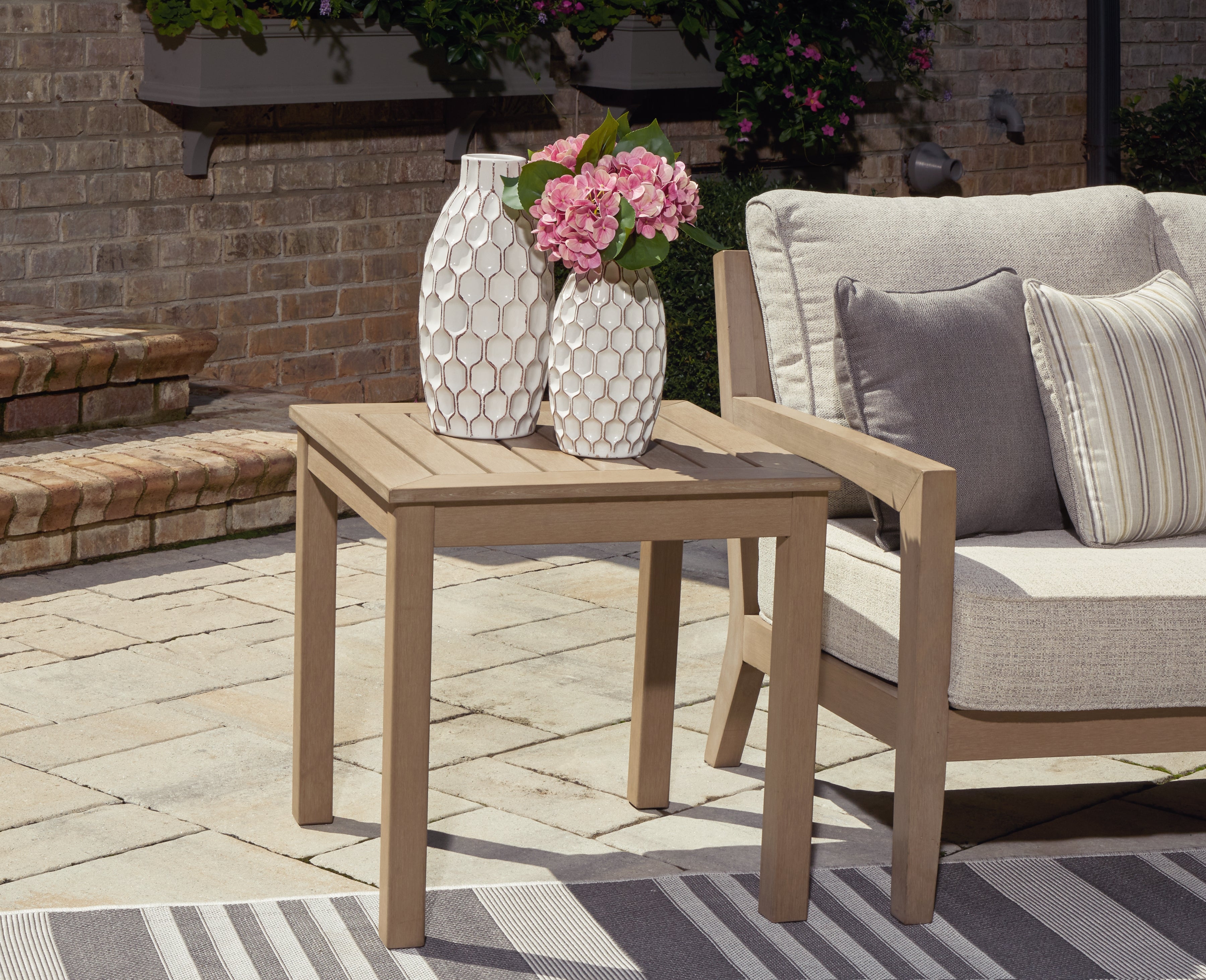 Best Furniture Outlet - Ashley Furniture - Hallow Creek Outdoor - Square End Table / Driftwood - P560-702