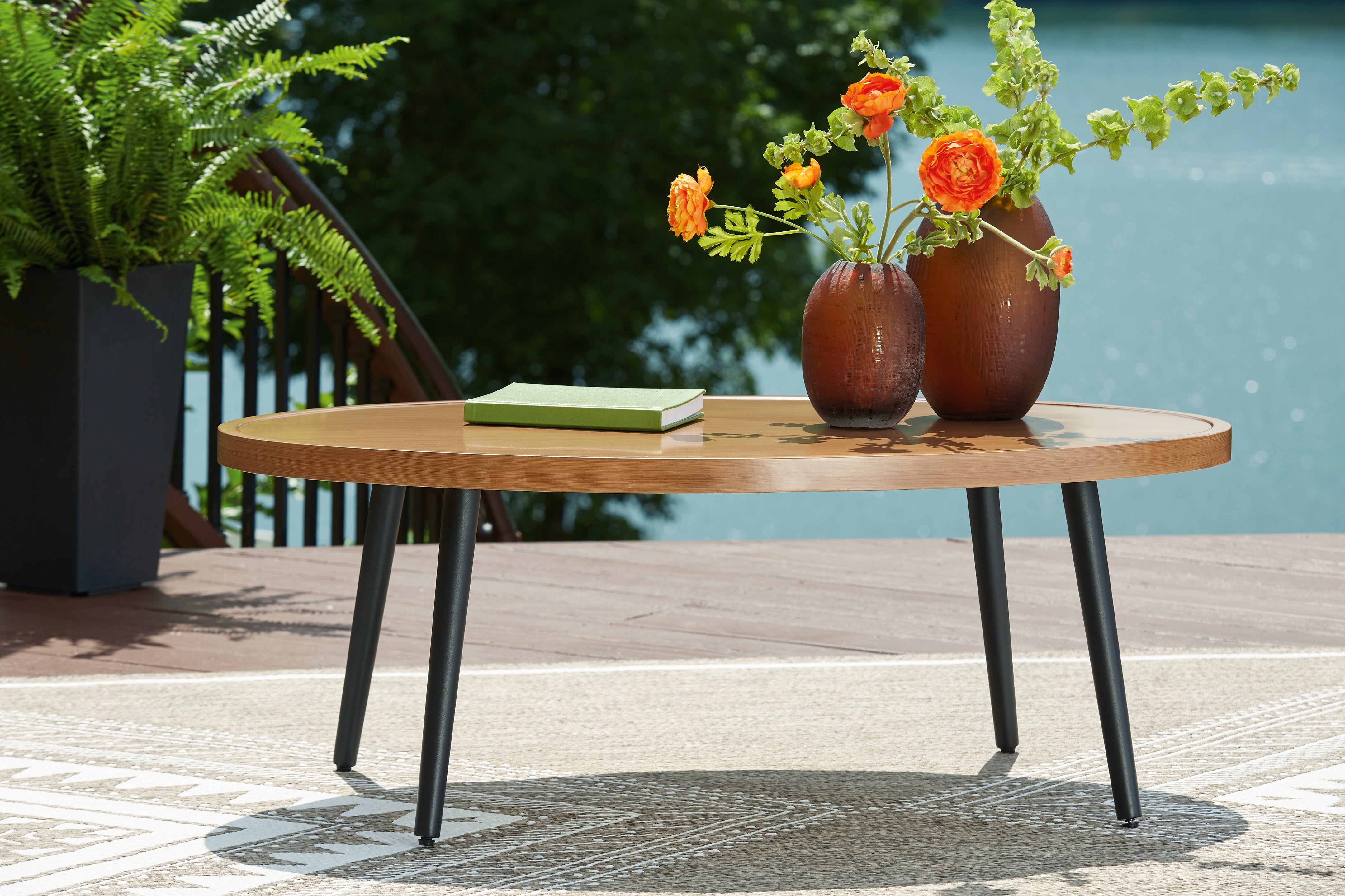 Best Furniture Outlet - Ashley Furniture - Horizon Hall Outdoor - Cocktail Table / Two-tone Brown - P572-701