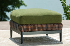 Best Furniture Outlet - Ashley Furniture - Horizon Hall Outdoor - Ottoman with Cushion / Brown/Green - P572-814
