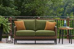 Best Furniture Outlet - Ashley Furniture - Horizon Hall Outdoor - Loveseat w/Cushion / Brown/Green - P572-835