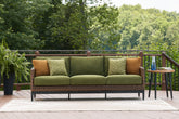 Best Furniture Outlet - Ashley Furniture - Horizon Hall Outdoor - Sofa with Cushion / Brown/Green - P572-838