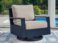 Best Furniture Outlet - Ashley Furniture - East Beach Outdoor - Swivel Glider Chair w/Cushion / Navy Blue/Driftwood - PCP587-821