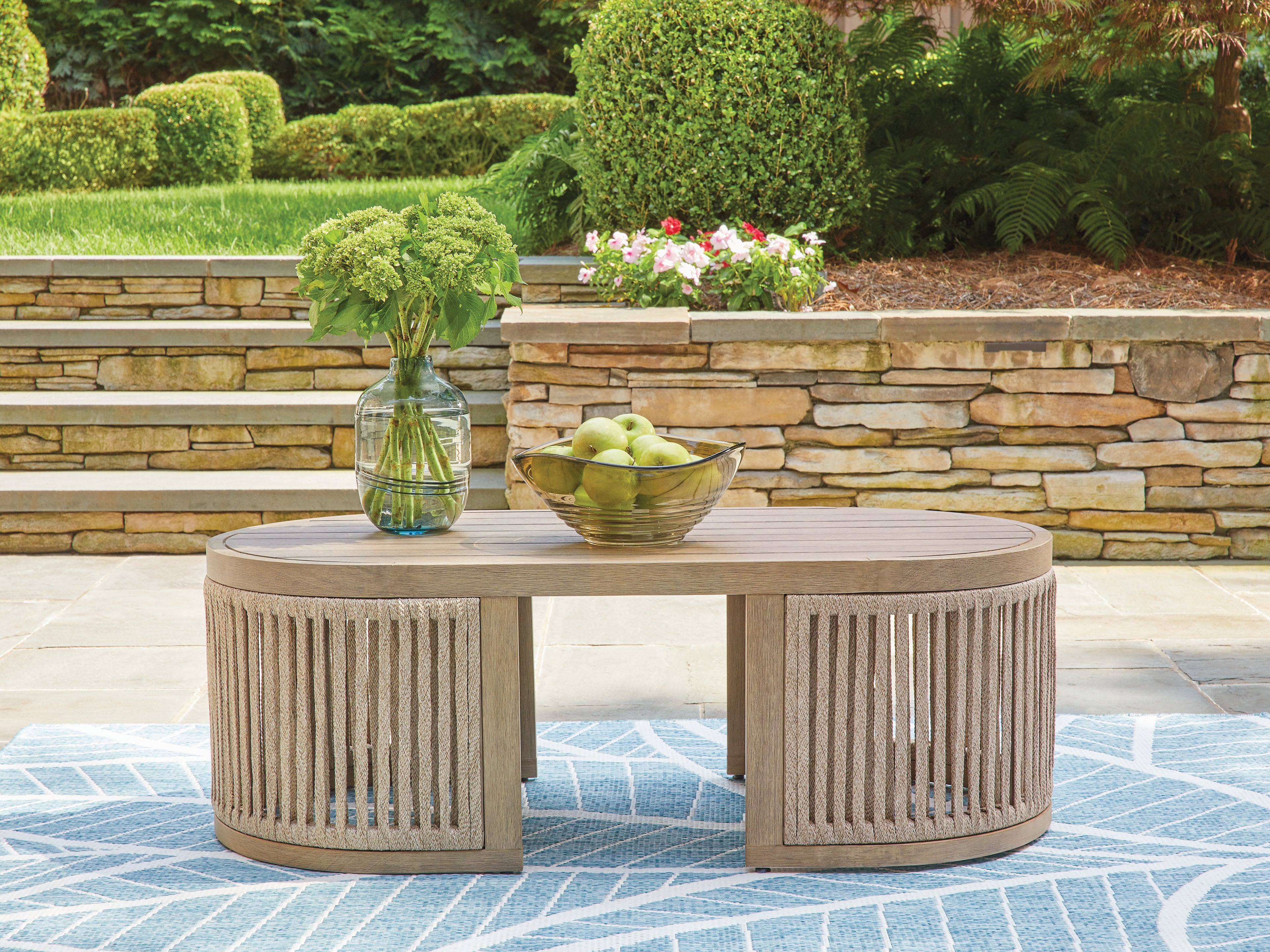 Best Furniture Outlet - Ashley Furniture - Serena Shores Outdoor - Rectangular Cocktail Table / Beige - PCP604-701