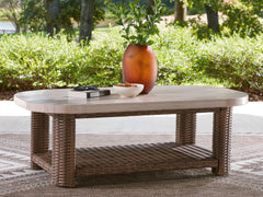 Best Furniture Outlet - Ashley Furniture - Dolan Creek Outdoor - Rectangular Cocktail Table / Beige/Brown - PCP610-701